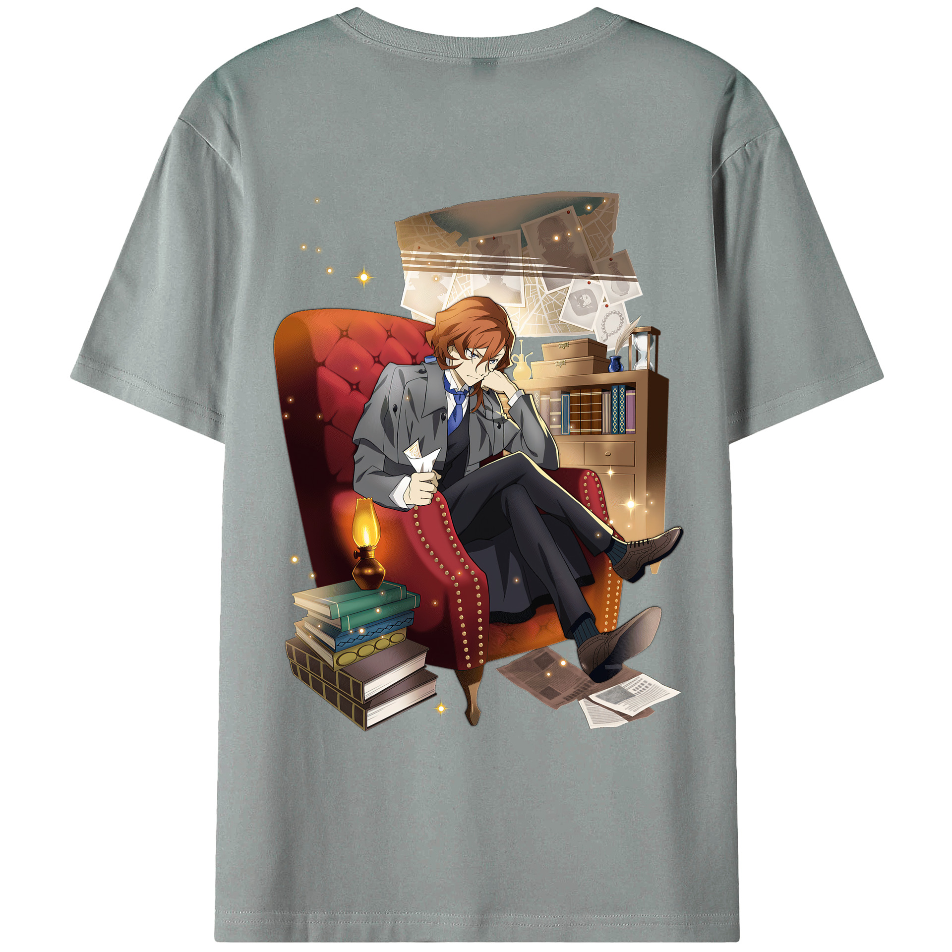 （画像用） 文豪ストレイドッグス Bungo Stray Dogs 綿100％ メンズ半袖Tシャツ（バックプリント） 通気性